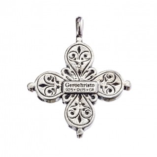 Gerochristo 5087N ~ Sterling Silver & Gemstone Byzantine-Medieval Cross Pendant