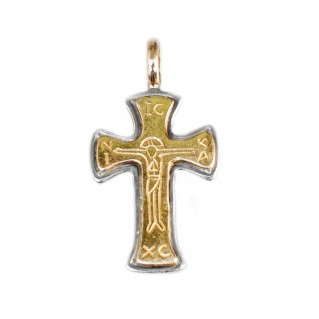 Gerochristo 5134 ~ Solid 18K Gold & Sterling Silver Byzantine Cross Pendant