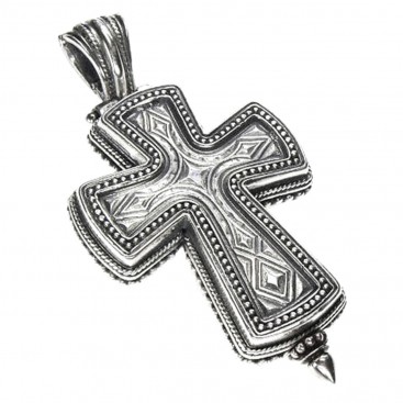 Gerochristo 5211 ~ Sterling Silver Medieval-Byzantine Locket Cross Pendant