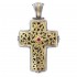 Gerochristo 5246 ~ Solid 18K Gold, Silver & Ruby Byzantine Cross Pendant