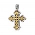 Gerochristo 5373~ Solid Gold & Sterling Silver Byzantine Cross Pendant