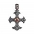Gerochristo 5424N ~ Solid Gold & Silver Medieval-Gothic Cross Pendant