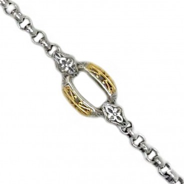 Gerochristo 6262 ~ Solid 18K Gold & Sterling Silver Medieval Link Bracelet