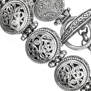 Gerochristo 6284N ~ Sterling Silver Medieval-Byzantine Filigree Bracelet