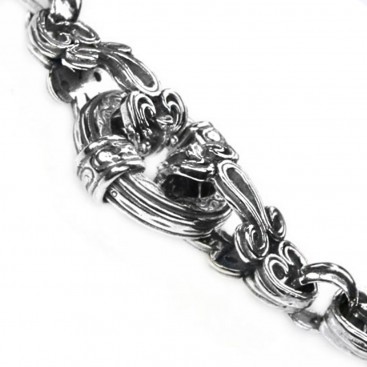 Gerochristo 6285 ~ Sterling Silver Medieval Byzantine Floral Link Bracelet