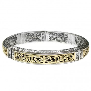 Gerochristo 6289 ~ Solid Gold & Silver Medieval Byzantine Bangle Bracelet