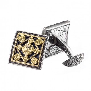 Gerochristo 7012 ~ Solid 18K Gold & Sterling Silver Medieval Byzantine Cufflinks