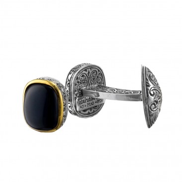 Gerochristo P7126N ~ Sterling Silver & Black Onyx Medieval-Byzantine Cufflinks