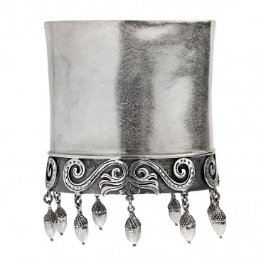 Savati Sterling Silver Large Cuff Bracelet with Charms