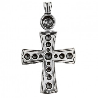 Savati Sterling Silver Large Byzantine Cross Pendant with Raised Dots