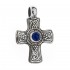 Savati Sterling Silver Byzantine Cross Pendant with Lapis