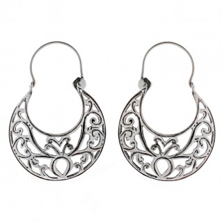 Savati Sterling Silver Byzantine Crescent Earrings