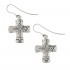 Savati Sterling Silver Byzantine Engraved Cross Earrings