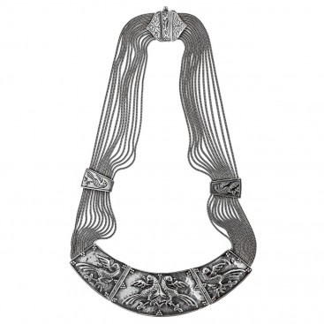 Savati Sterling Silver Multi Chain Byzantine Statement Necklace