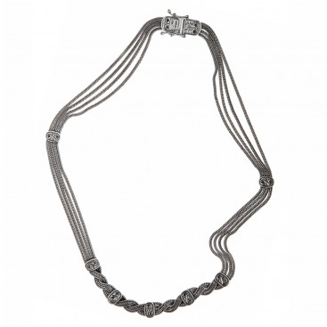 Savati Sterling Silver Twisted Multi Chain Byzantine Necklace