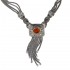 Savati Sterling Silver Byzantine Multi Chain Fringed Necklace with Amber