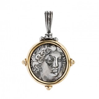 Savati Amphipolis Tetradrachm ~ Sterling Silver & Bronze Coin Pendant with Apollo