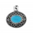 Savati Oval Sterling Silver Byzantine Pendant with Turquoise