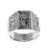Savati Sterling Silver Tapered Band Ring with Engraved Byzantine Motifs