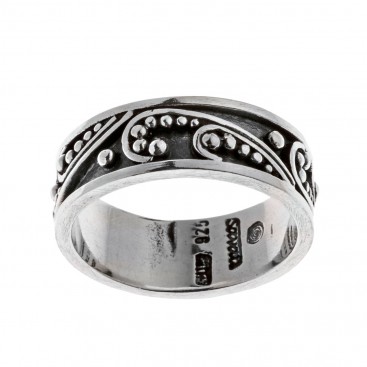 Savati Sterling Silver Byzantine Ornate Band Ring