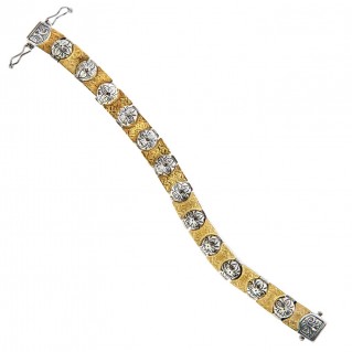 Savati 22K Solid Gold & Silver Byzantine Bangle Bracelet