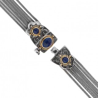 Savati Solid Gold & Sterling Silver Multi Chain Byzantine Bracelet