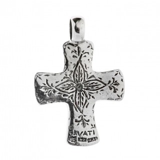 Savati 22K Solid Gold & Silver Byzantine Cross Pendant with Pearl