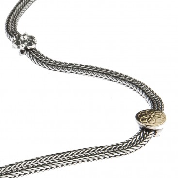 Savati Solid Gold & Silver Byzantine Multi Chain Fringed Necklace