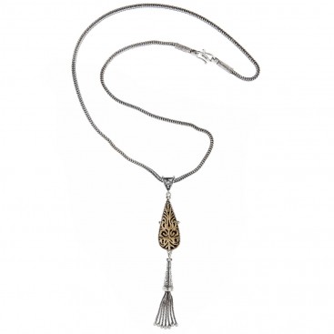 Savati Solid Gold & Silver Byzantine Fringed Necklace