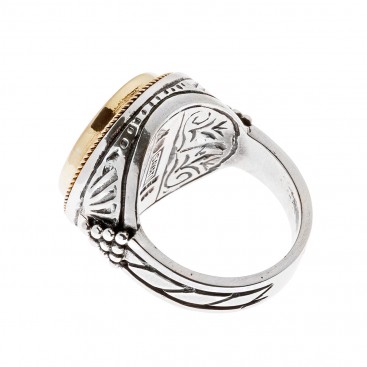 Savati 22K Solid Gold & Silver Goddess Athena Single Sided Coin Ring