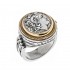 Savati 22K Solid Gold & Silver Alexander the Great Single Sided Coin Ring