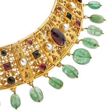 Savati 18K Solid Gold Multi-Stone Byzantine Collar Necklace