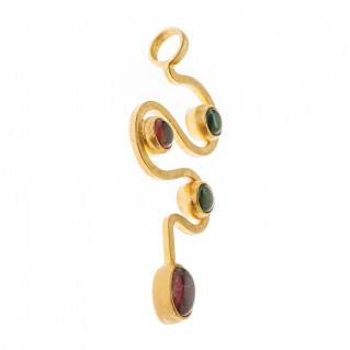 Savati 18K Solid Gold and Tourmaline Large Snake Pendant