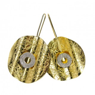 Polemis L142 ~ Sterling & Gold Plated Silver Disk Earrings