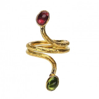 Polemis W10 - Gold Plated Silver Multi Stone Coil Wrap Ring