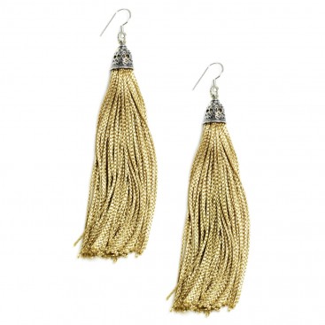 The Fringes ~ Sterling Silver & Rayon Earrings - The Rich Gold