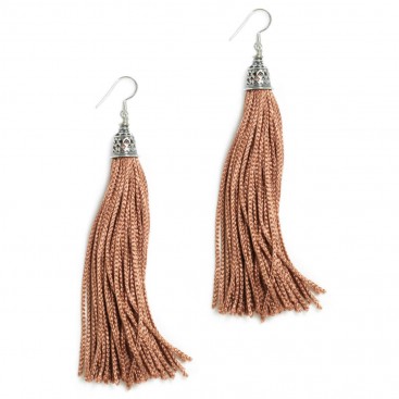 The Fringes ~ Sterling Silver & Rayon Earrings - The Cinnamon Delight