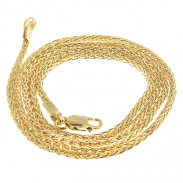 14K Solid Yellow Gold Round Wheat Chain 1.6 mm - Hollow
