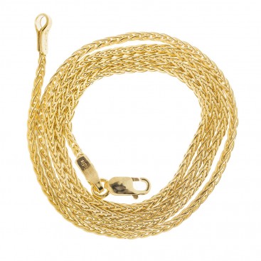 14K Solid Yellow Gold Round Wheat Chain 1.6 mm - Solid