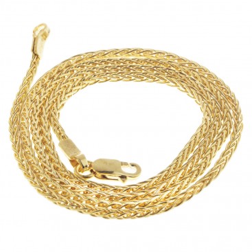 14K Solid Yellow Gold Round Wheat Chain 1.6 mm - Solid