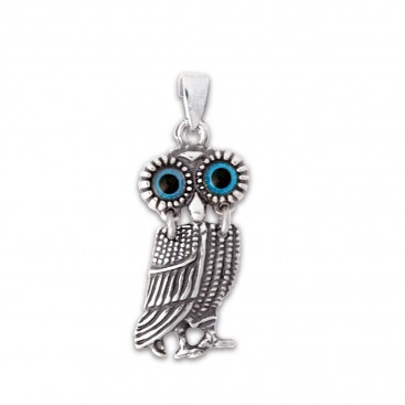 Goddess Athena's Wise Little Owl ~ Sterling Silver Pendant - A