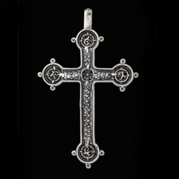 Floral Baroque ~ Sterling Silver Cross Pendant - Large Size