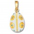 Egg Pendant with Flowers ~ 14K Solid Gold and Hot Enamel - B/Large