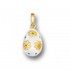 Egg Pendant with Flowers ~ 14K Solid Gold and Hot Enamel - A/S White