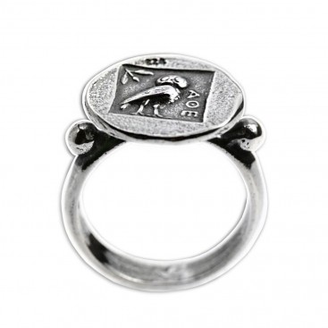 Goddess Athena's Wise Little Owl ~ Sterling Silver Coin Ring