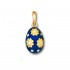 Egg Pendant with Flowers ~ 14K Solid Gold and Hot Enamel - A/S Blue