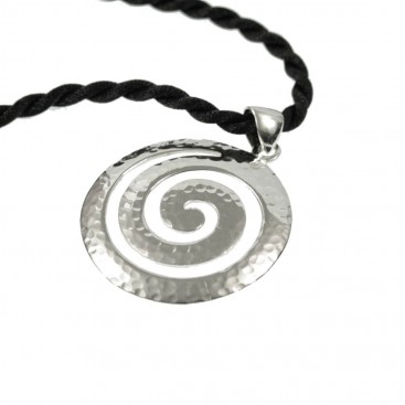 Large Spiral ~ Sterling Silver Pendant-Necklace with Choker