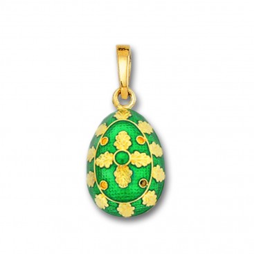 Egg Pendant with Cross ~ 14K Solid Gold and Hot Enamel ~ B/Small