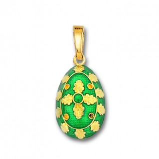 Egg Pendant with Cross ~ 14K Solid Gold and Hot Enamel ~ B/Medium