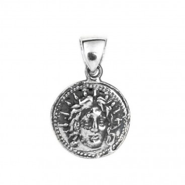 Helios-Sun God ~ Ancient Greek Rhodes Tetradrachm Coin ~ Silver Pendant - S